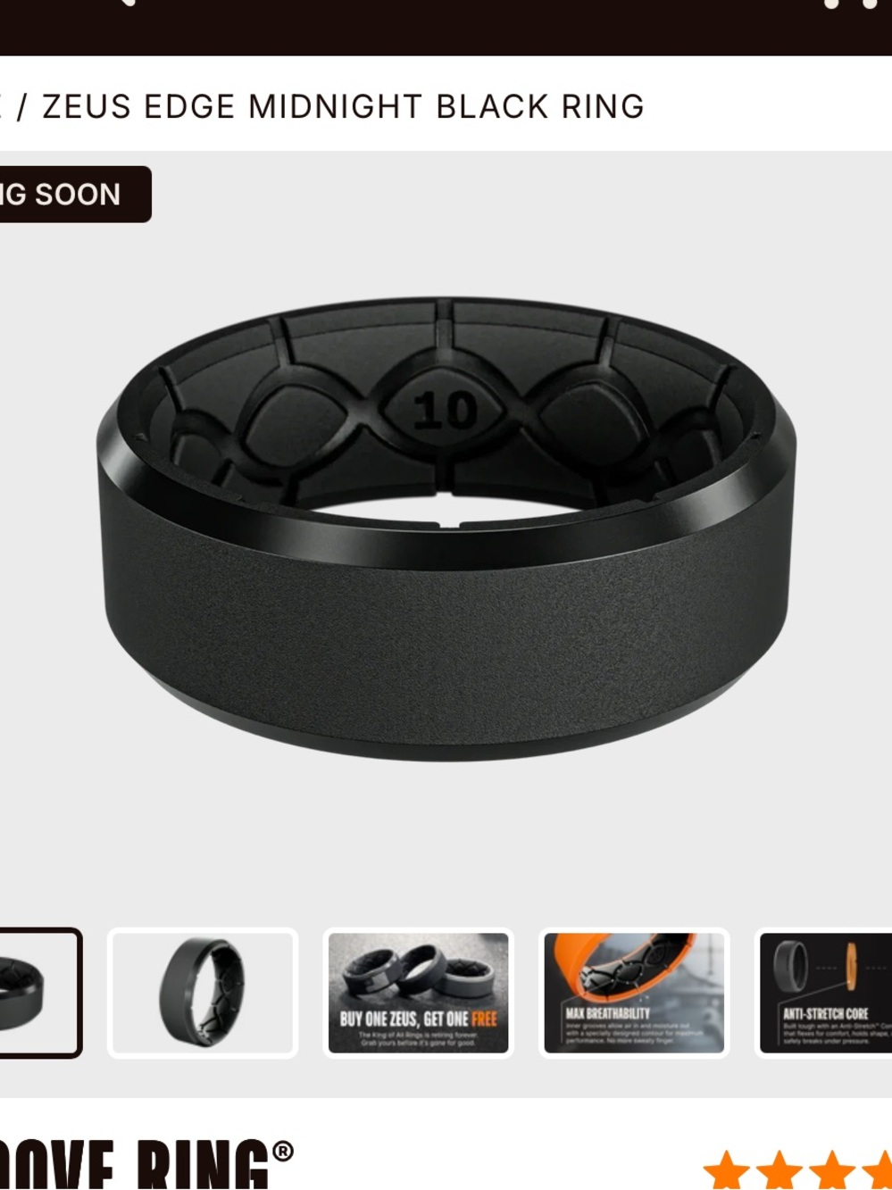 GROOVE RING®
Zeus Edge Midnight Black Size 10
